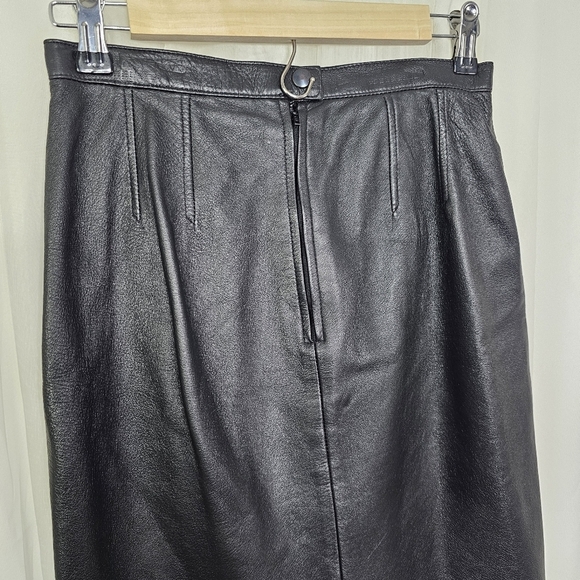 Vintage Emilio Dinara black leather pencil skirt 8 - Picture 5 of 10